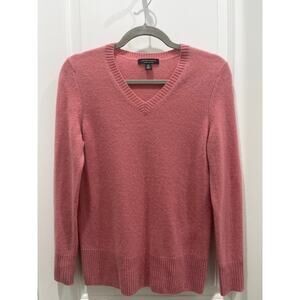 Saks Fifth Avenue Dusty Pink V-Neck Cashmere Sweater Sz S